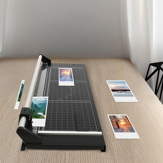Rotary Paper Trimmer - Precision Cutting Tool with Self-Sharpening Blade for Photo Paper/Cardstock/Film, Heavy-Duty Craft Cutter for Scrapbooking & Office Use, Non-Slip Base & Angle Guide (36 inches)
