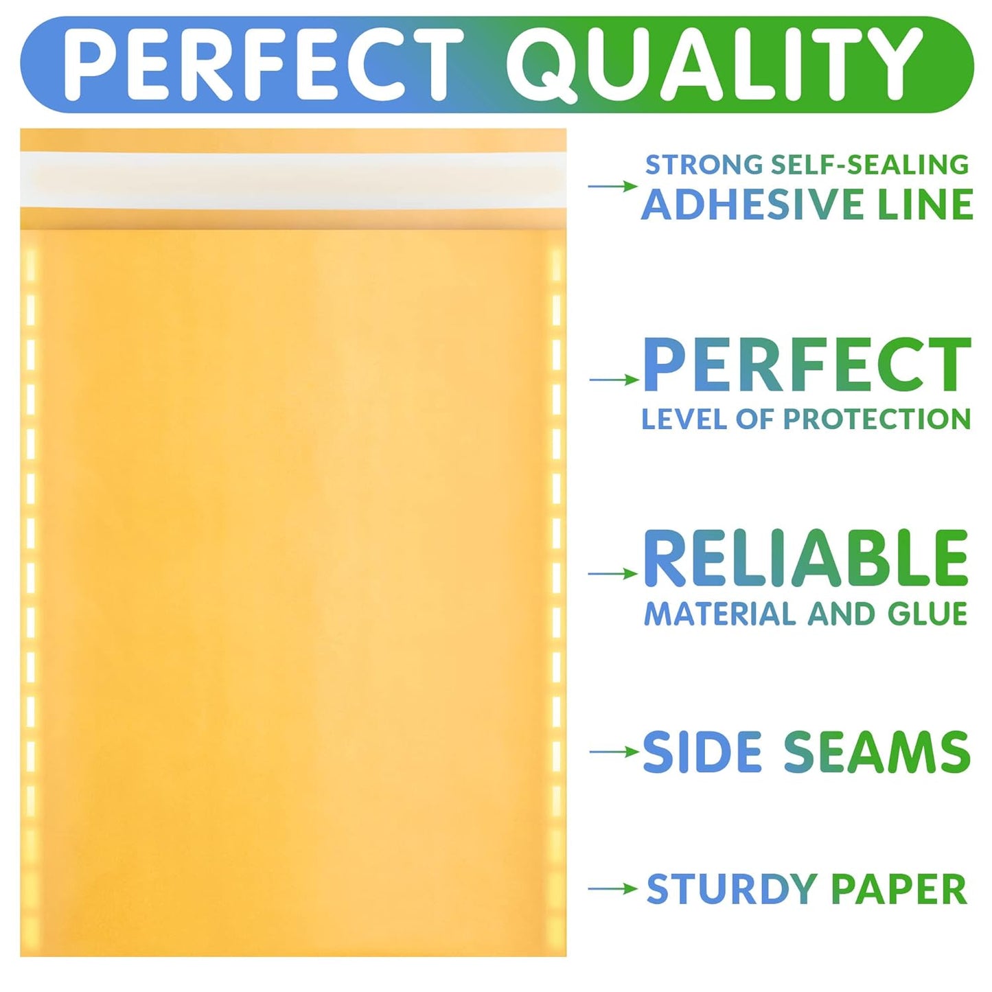Yellow Kraft Bubble Mailer Envelopes, 9.5 x 13 Inches. 200 Pack Mail Padded Envelopes Self Seal. Waterproof Kraft Bubble Mailers. Tear-Resistant Mailing Envelope Padded. Sturdy Paper Mailer