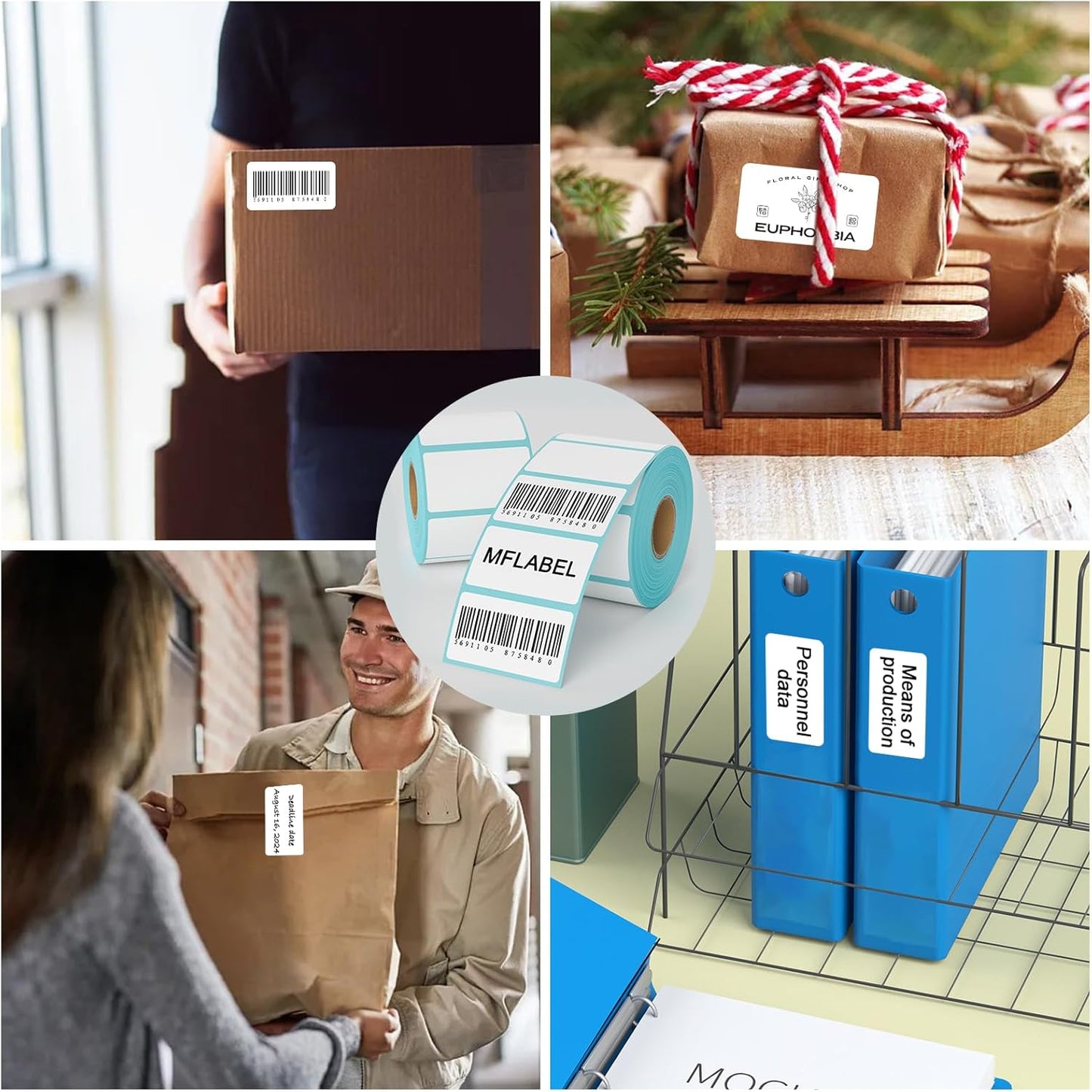 MFLABEL 2.25x1.25 inch Direct Thermal Labels 2-1/4 x 1-1/4 Inch White Thermal Printer Labels for UPC Barcode, Self-Adhesive Address Shipping Thermal Label Stickers 60 Rolls（1 Rolls/1000 Labels）