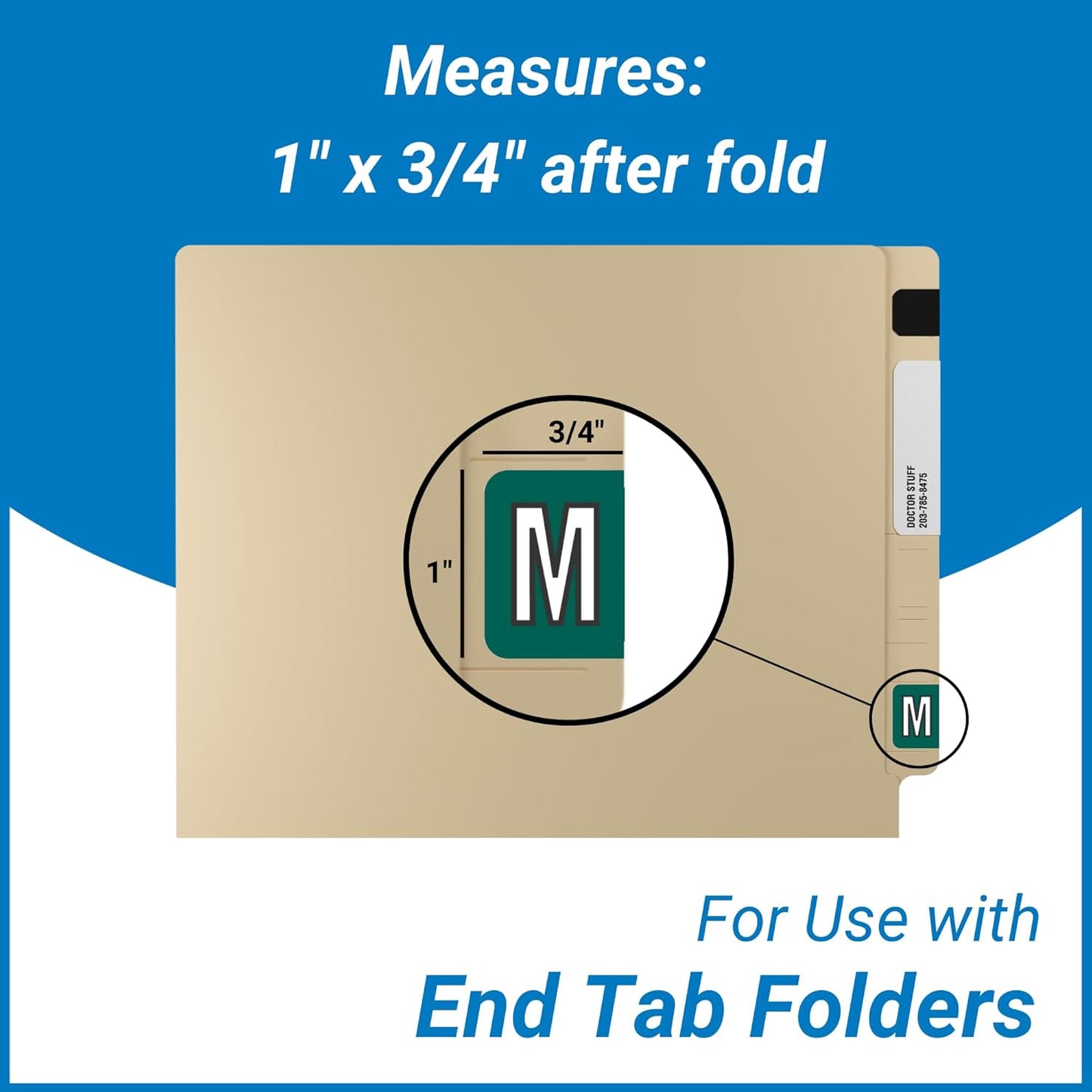 Doctor Stuff - File Folder Labels, Alphabet Letter M, Barkley/Sycom FABKM - BRAM Series Compatible Alpha Stickers, Dark Green, 1" x 1-1/2", 126 Labels/Package