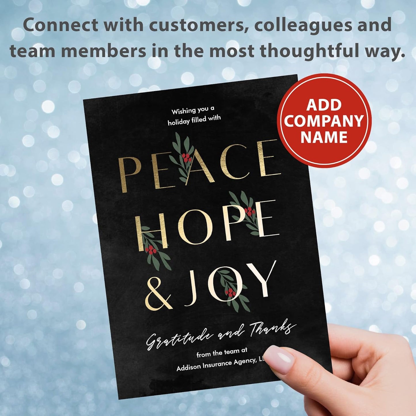 Let's Make Memories Personalized Business Christmas Cards with Envelopes - Premium Quality - 5x7-2025 Holiday Cards & White Envelopes - Peace, Hope & Joy - 15 ct