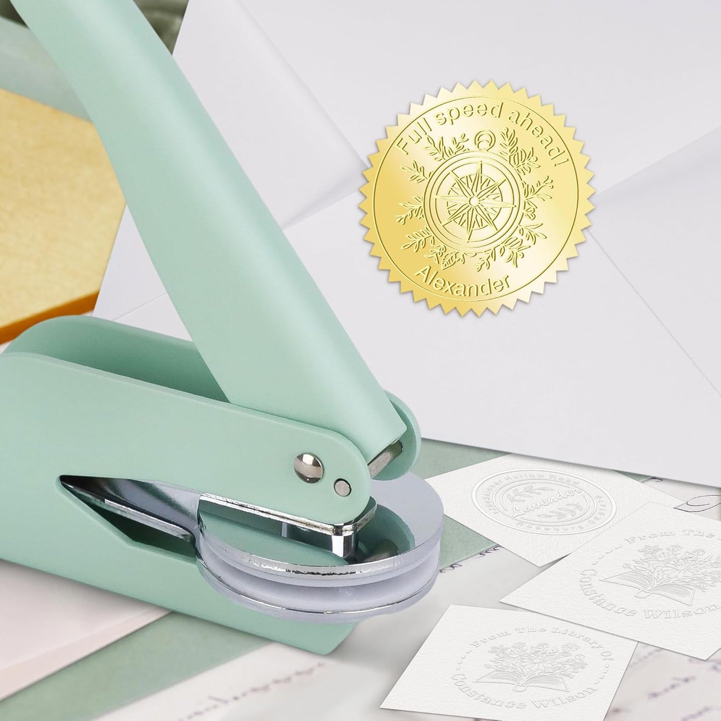 from The Library of Embossers & Stamps Nautical Theme Custom Color Self-Inking Stamp with Your Name Ship Rudder Great for Personalizing Books