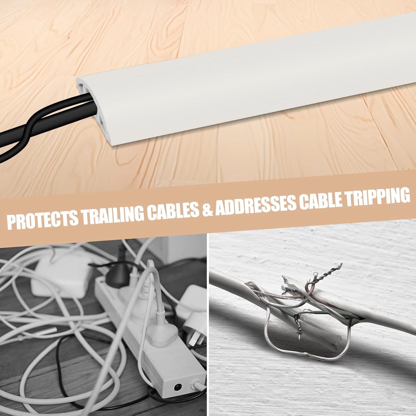 Floor Cord Cover Cable Cavity Self Adhesive Cord Hider Floor 3.3FT Floor Cable Management Power Cord Protector Floor Electric Cord Covers for Offices, Gym, Exhibitions (Beige, 1.18" x 3.3')