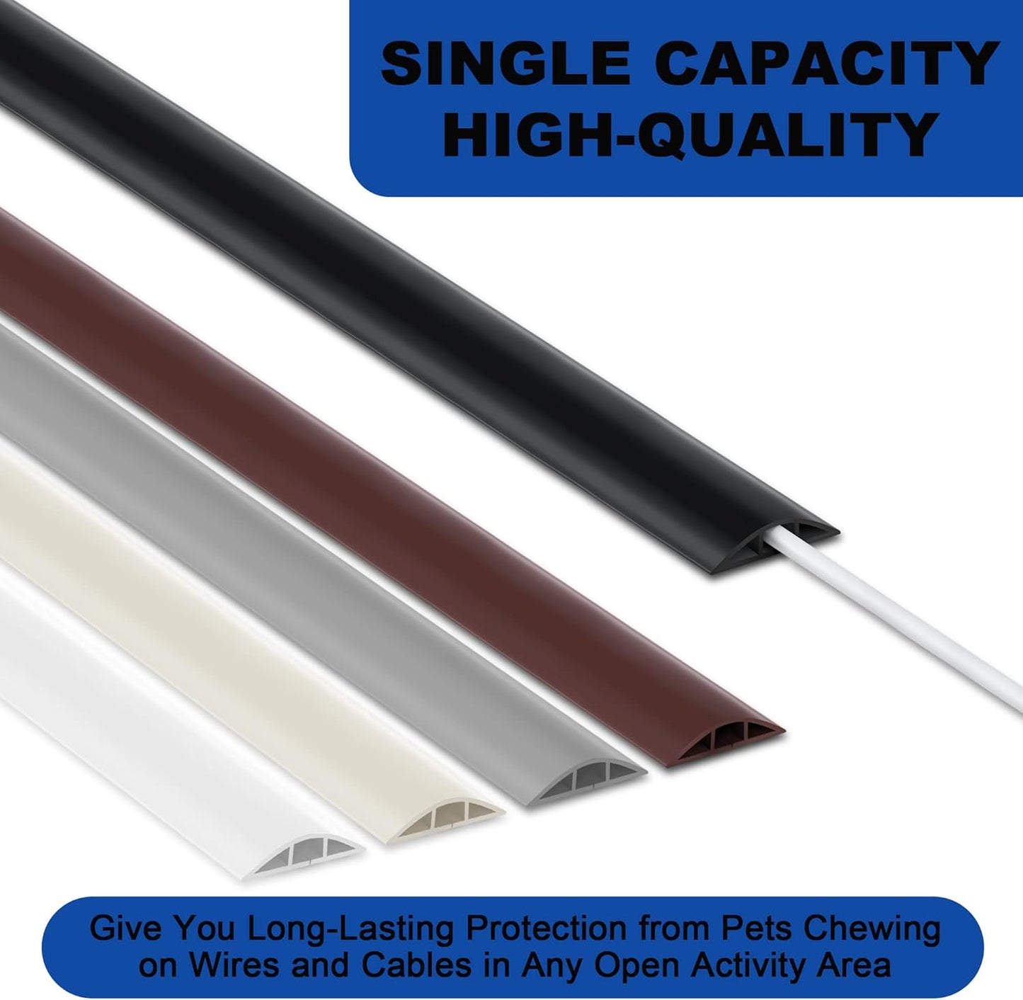4ft Cord Cover for Wires on Floor, Grey Extension Cable Management, Hide Electrical Hider Protector, Cable Cavity: 0.78" W x 0.32" H