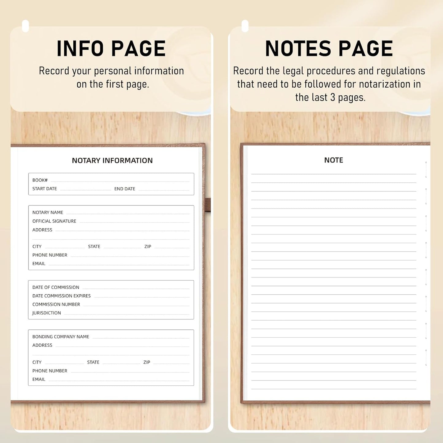 WEMATE Notary Journal Log Book with 480 Record Entries, 12″x8.5″ Hardcover Notary Book - 120gsm Thick Paper, Notary Supplies with 160 Numbered Pages, Large Capacity for Notarial Records (Brown)