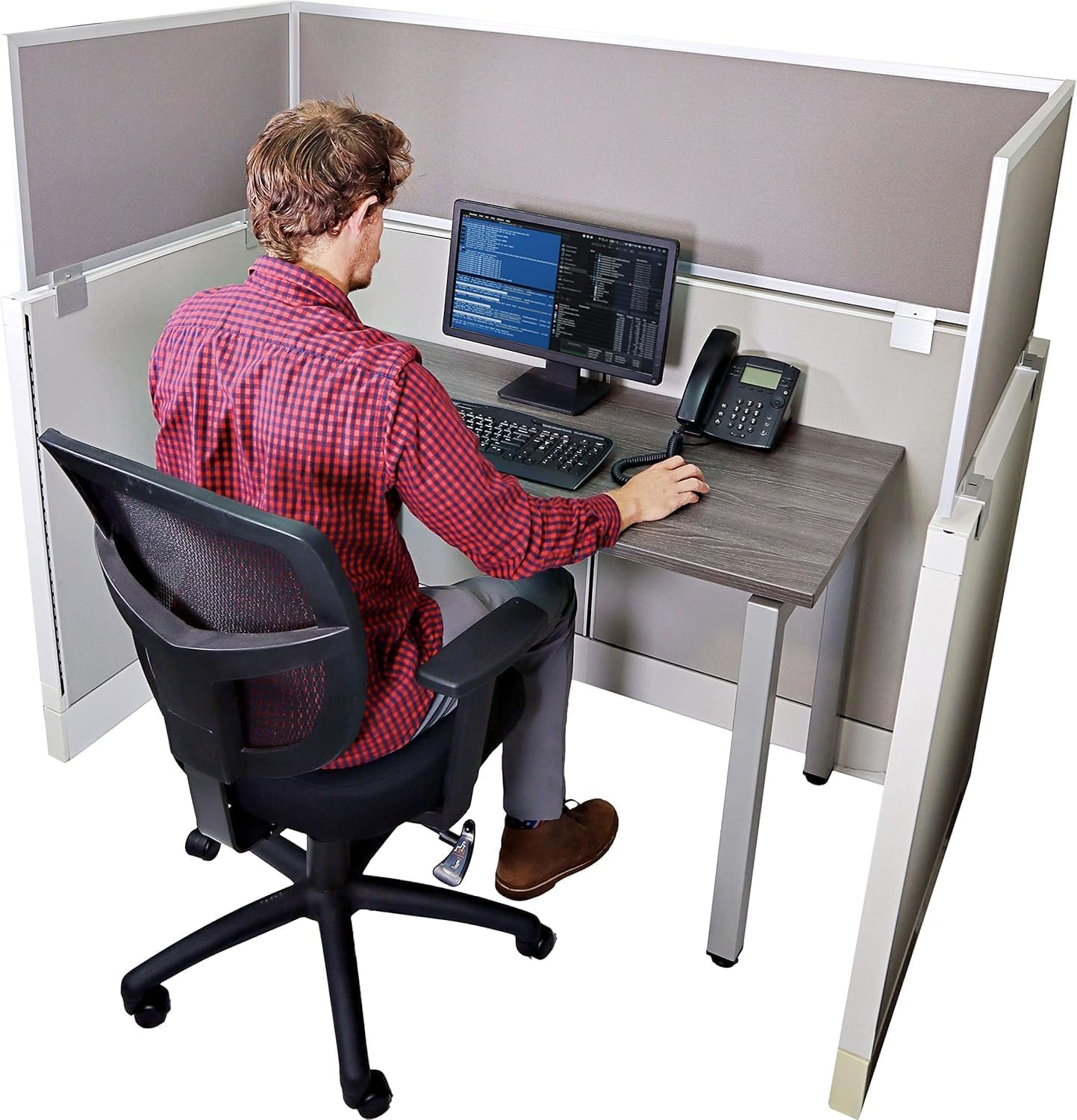 OBEX Acoustical Cubicle Privacy Screen Extender Desk Panel & Office Divider, Add Separation & Block Noise, 18" x 72", Overcast