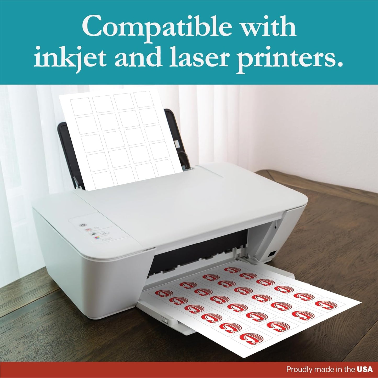 Premium Label Supply White Sticker Square Labels – 1.5" x 1.5" – Laser/Inkjet Compatible – (24 per Sheet), 500 Sheets – 12,000 Total Adhesive Labels