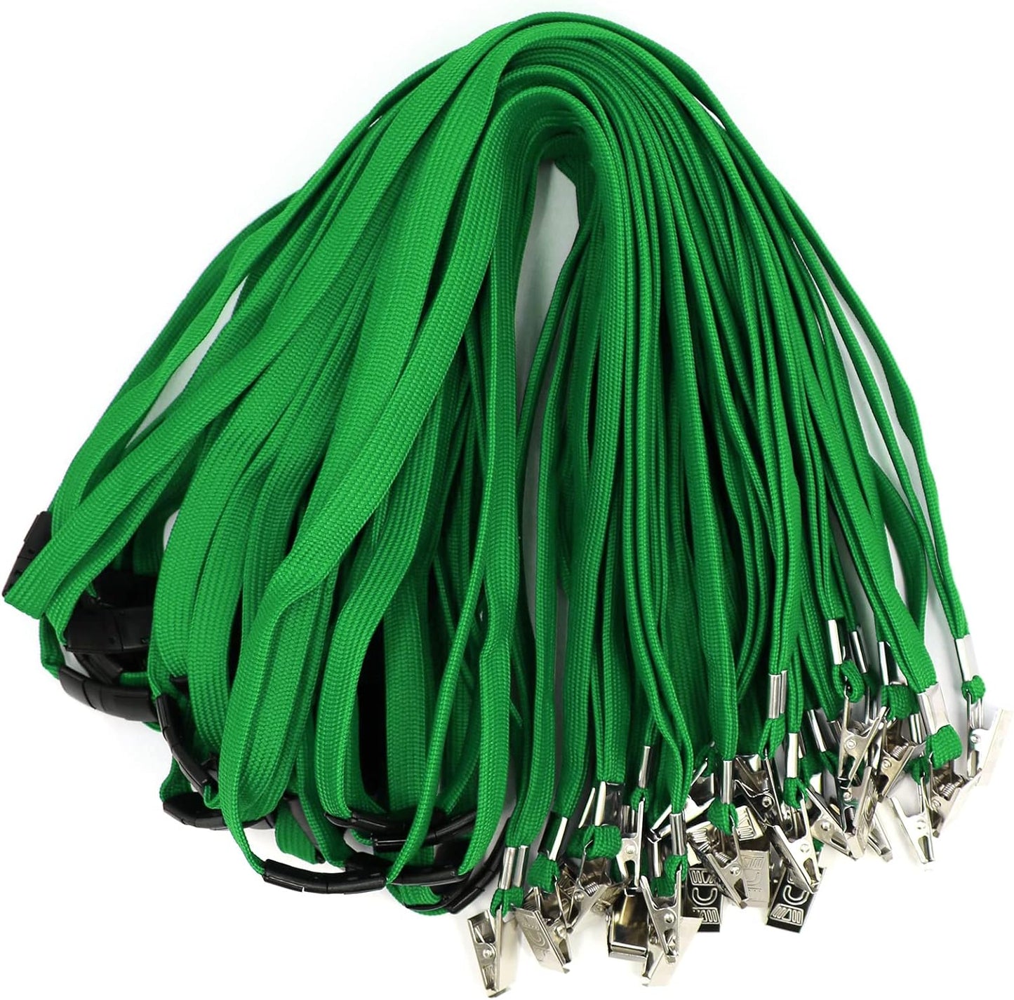 Ollain Lanyard with Safety Breakaway Buckle 50 Pack Lanyards Badge Clip Bulk Flat Lanyards for Id Badges Name tag (Green)