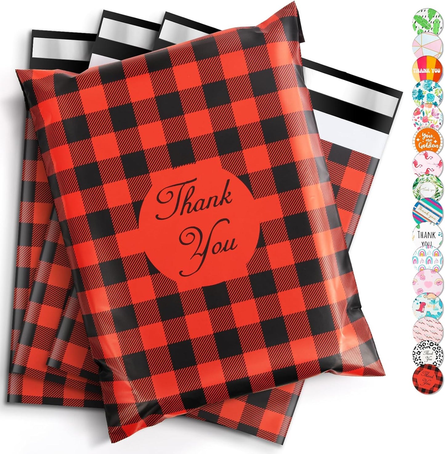 Oududianzi Poly Mailers 10x13, 50Pack Shipping Bags, Mailers Poly Bags, Shipping Envelopes, Mailing Bags, Polymailers Packaging Bags for Small Business - Red plaid