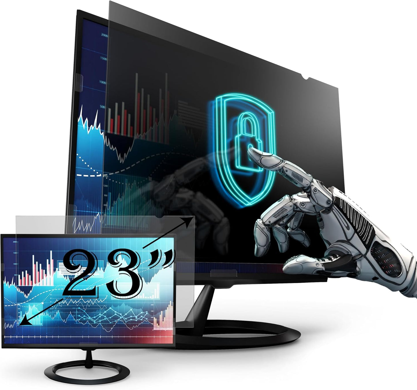 [2 Pack] Premium Privacy Screen Filter for 23 Inches Desktop Computer Widescreen Monitor with Aspect Ratio 16:09. Anti Glare and Anti Blue Light Protection
