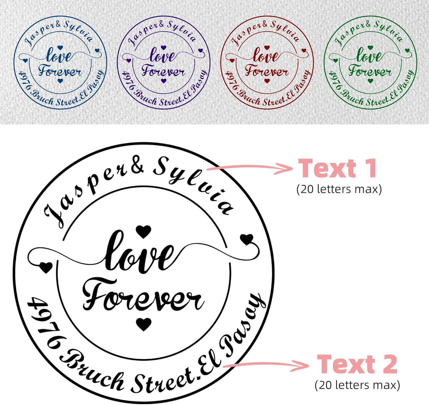 Personalized Wedding Embosser Stamp， Custom Book Business Card Paper Document Notebook, Self Inking Stamp，Book Lover Gifts，Christmas Gifts (Style05)