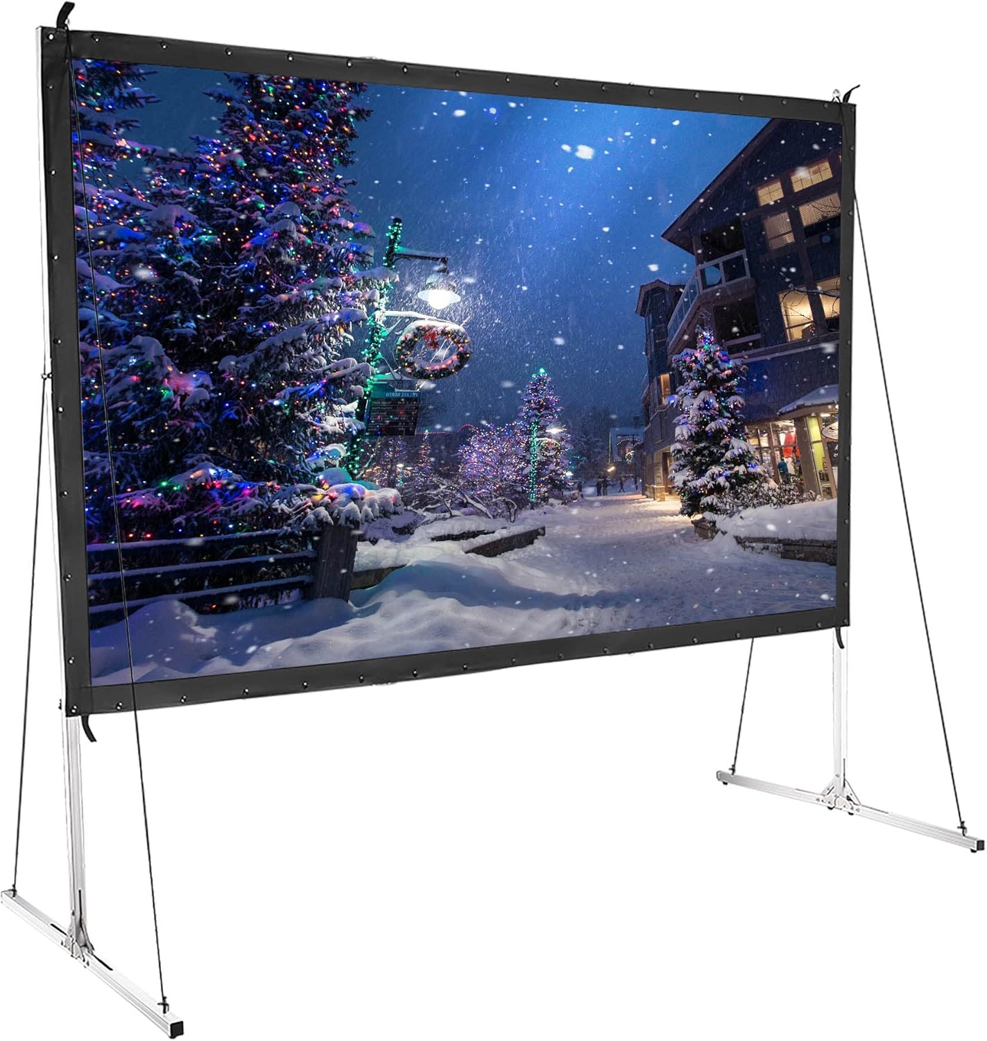 100" Outdoor Projector Screen and Stand Portable Movie Projection Fast Folding 16:9 4K HD Home Theater Camp Backyard Cinema with Carry Bag