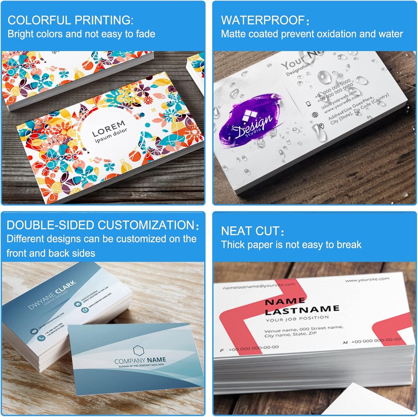Custom Business Cards with Logo Personalized Double Side Printable Customize Business Cards 1000 500 200 100 for Small Business Women Men-Barber Service