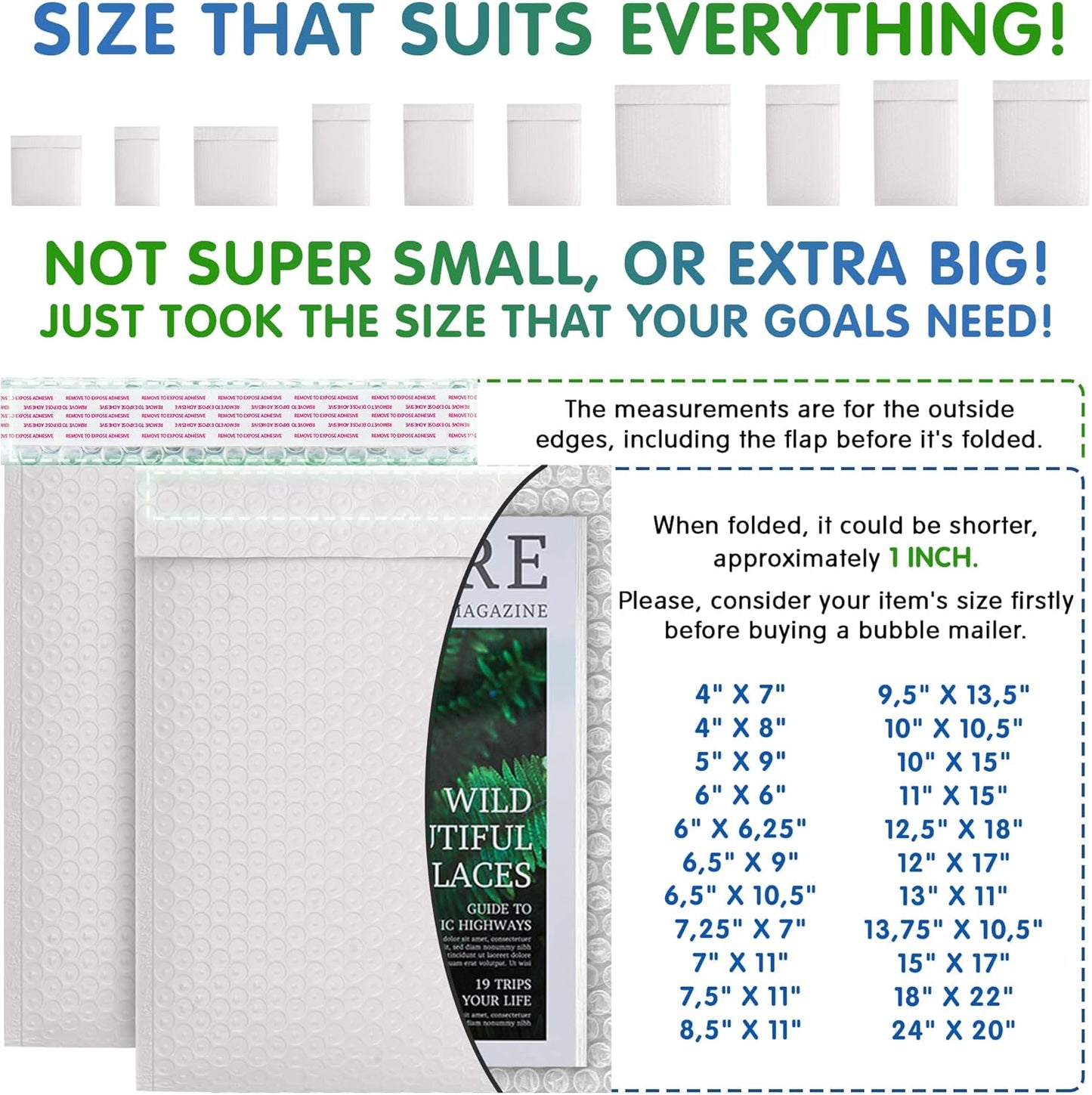 White Poly Bubble Mailers Self Seal, 14.75 x 19 Inch. Pack of 50 Bubble Packaging Envelopes for Shipping. Durable Padded Envelopes Waterproof. Self Seal Padded Mailers. Shipping Packages
