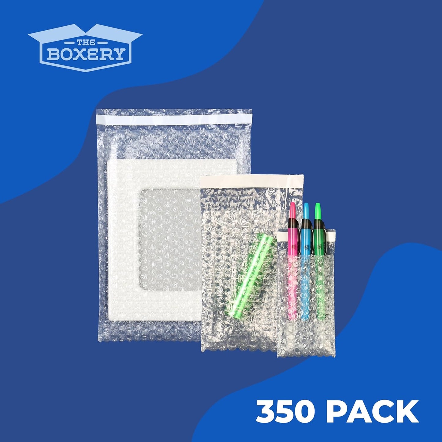 The Boxery 7x11.5" Clear Self-Sealing Bubble Out Bag Pouches -350 Pack- Bubble Cushion Wrap Bags for Packing, Storage, Moving, and Shipping fragile items