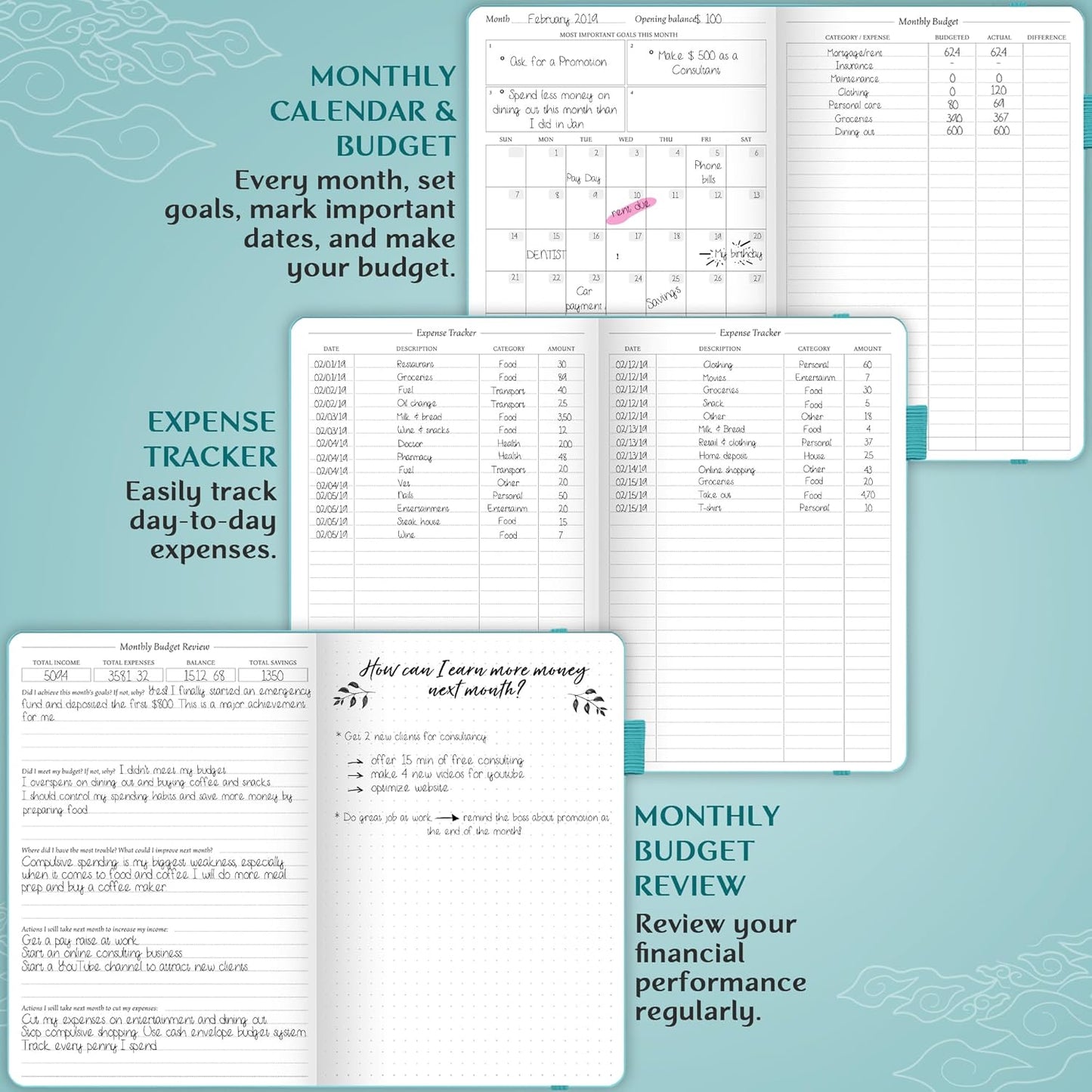 Legend Budget Planner – Financial Organizer Book. Money Account & Expense Tracker Notebook Journal for Household Monthly Budgeting (Viridian)