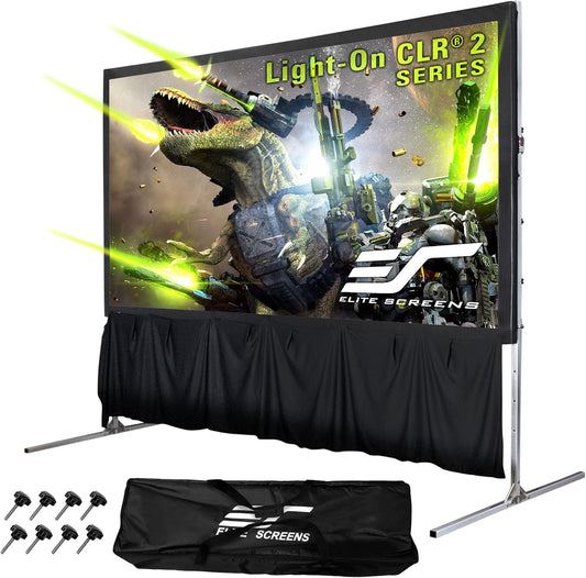Elite Screens 103 inch ALR Portable Projector Screen with Stand 16:9 4K Height Adjustable, Short or Ultra Short Throw UST Projection, Ambient Light Rejecting Screen, Light On CLR 2 LPS103H-CLR2