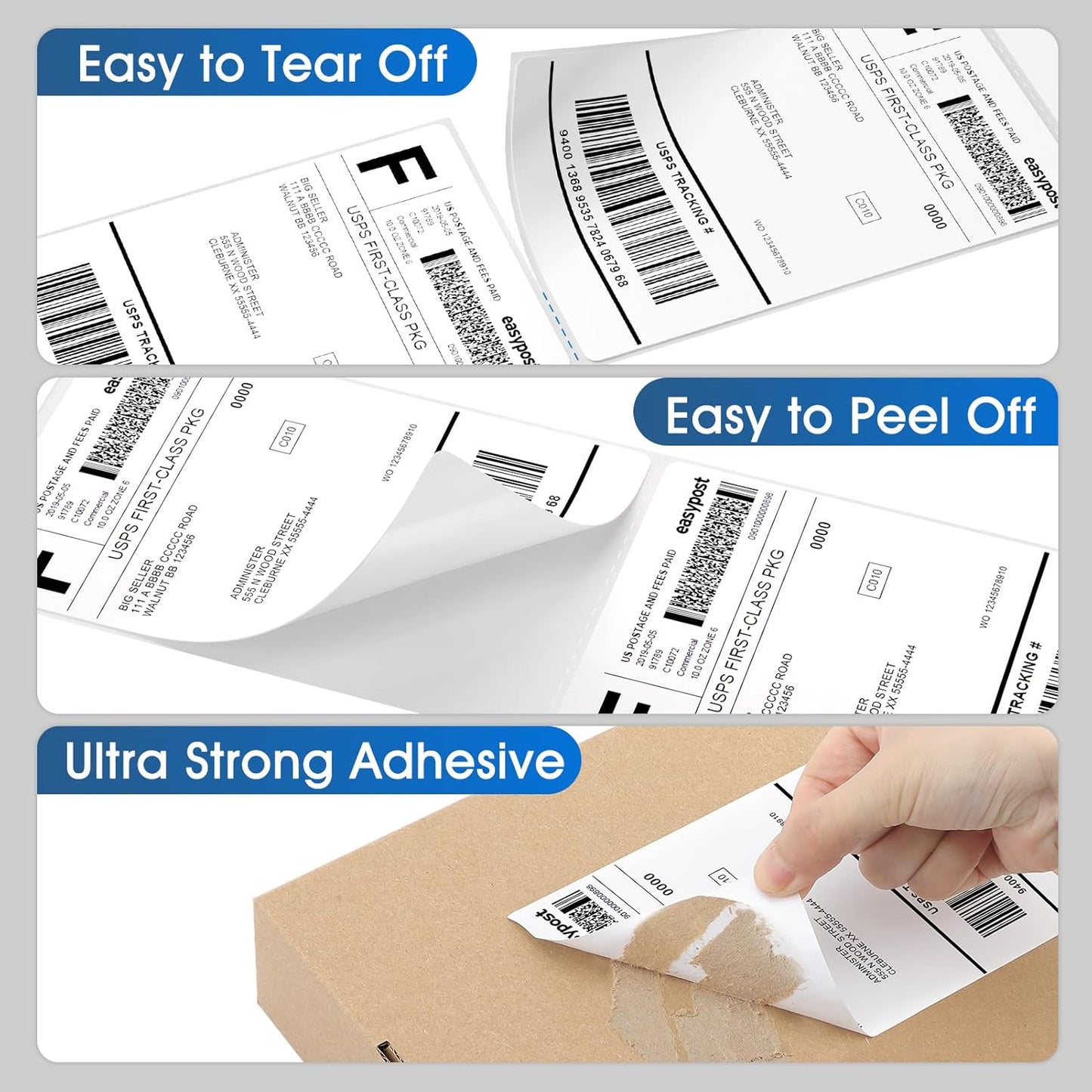 MaxGear 4" x 6" Direct Thermal Labels, 4000 Fanfold Labels, for Shipping & Mailing, Perforated White, Commercial Grade with Permanent Adhesive, Compatible with Most Thermal Printers,8 Stack