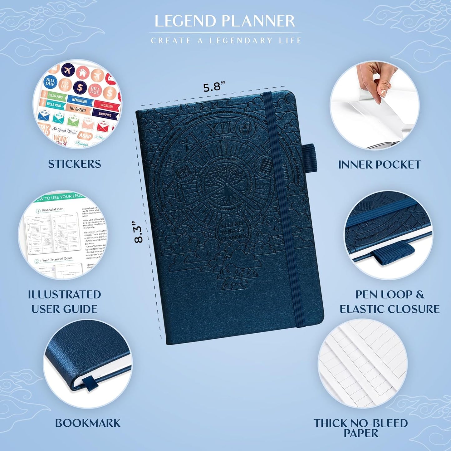 Legend Budget Planner – Financial Organizer Book. Money Account & Expense Tracker Notebook Journal for Household Monthly Budgeting (Mystic Blue)