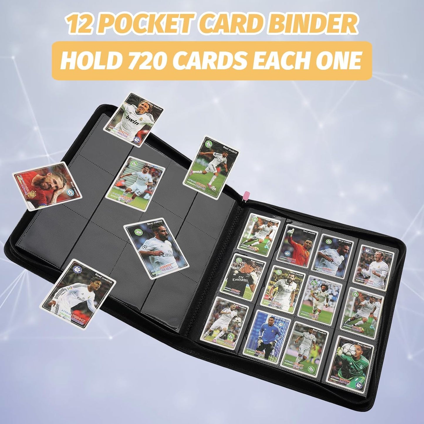 Trading Card Binder 12 Pocket, GERMUN PU Cover Card Binder for 720 Cards, Premium Trading Card Holder Folders, Double Sided Pocket Card Album for MTG, TCG (Pink)