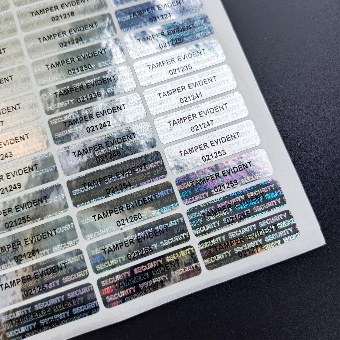 580pcs Hologram Tamper evident Stickers with Unique Serial Number Security Genuine Warranty Seal Labels Tamper Proof Stickers(Silver,1 inch x 0.3 inch,GQYH)