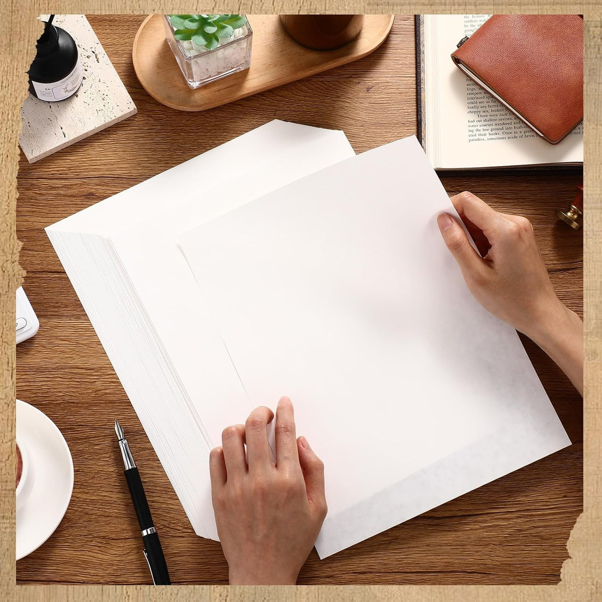 Epakh 300 Pcs Old Age Parchment Paper 8.5 x 11 Inch Standard Letter Vintage Colored Old Parchment Double Side Printing Paper (White)