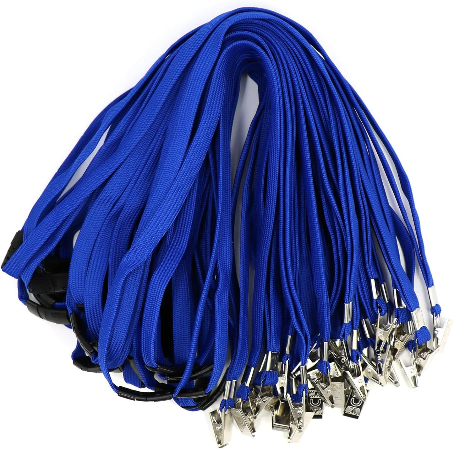 Ollain Lanyard with Safety Breakaway Buckle 50 Pack Lanyards Badge Clip Bulk Flat Lanyards for Id Badges Name tag (Blue)
