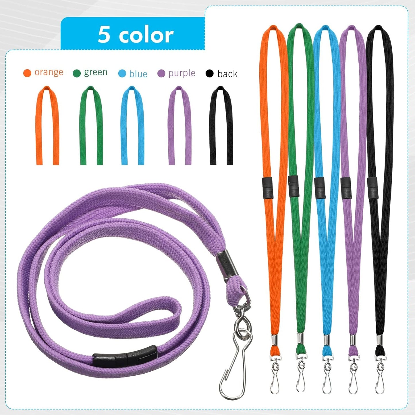 Windyun Breakaway Lanyards for ID Badges Bulk Lanyards Strap with J Hook Flat Lanyards School and Office Supplies