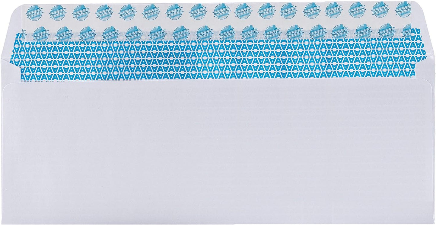Aimoh 250 Custom Printed #10 Security Tinted Self–Seal Envelopes - Personalized with Logo and Address/Return Address Imprinted -Size 4-1/8 X 9-1/2" -White -24 LB - 250 Count (7-34010-250)