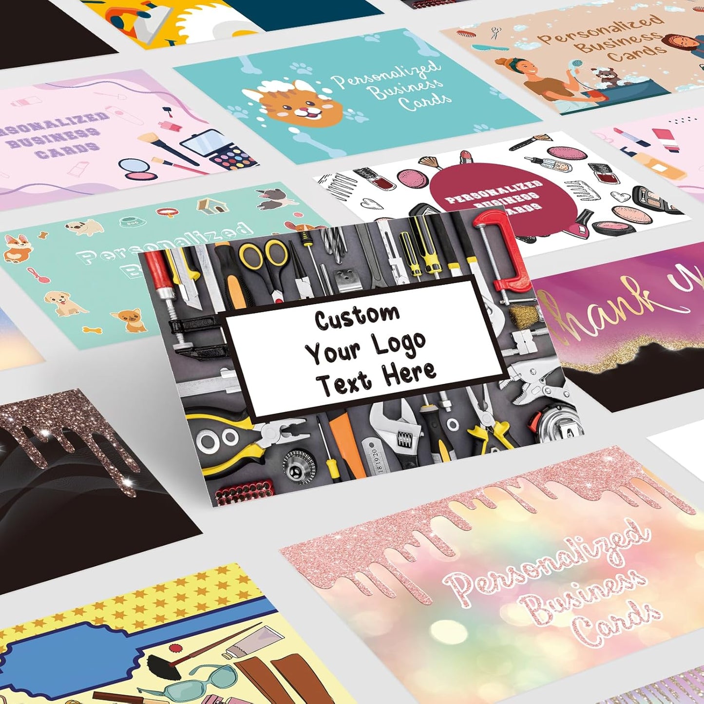 Custom Business Cards Customizable with Logo Text,Personalized Business Cards Photo Printable Cards 1000 500 200 100 Double Sided Customize Cards for Small Business Waterproof