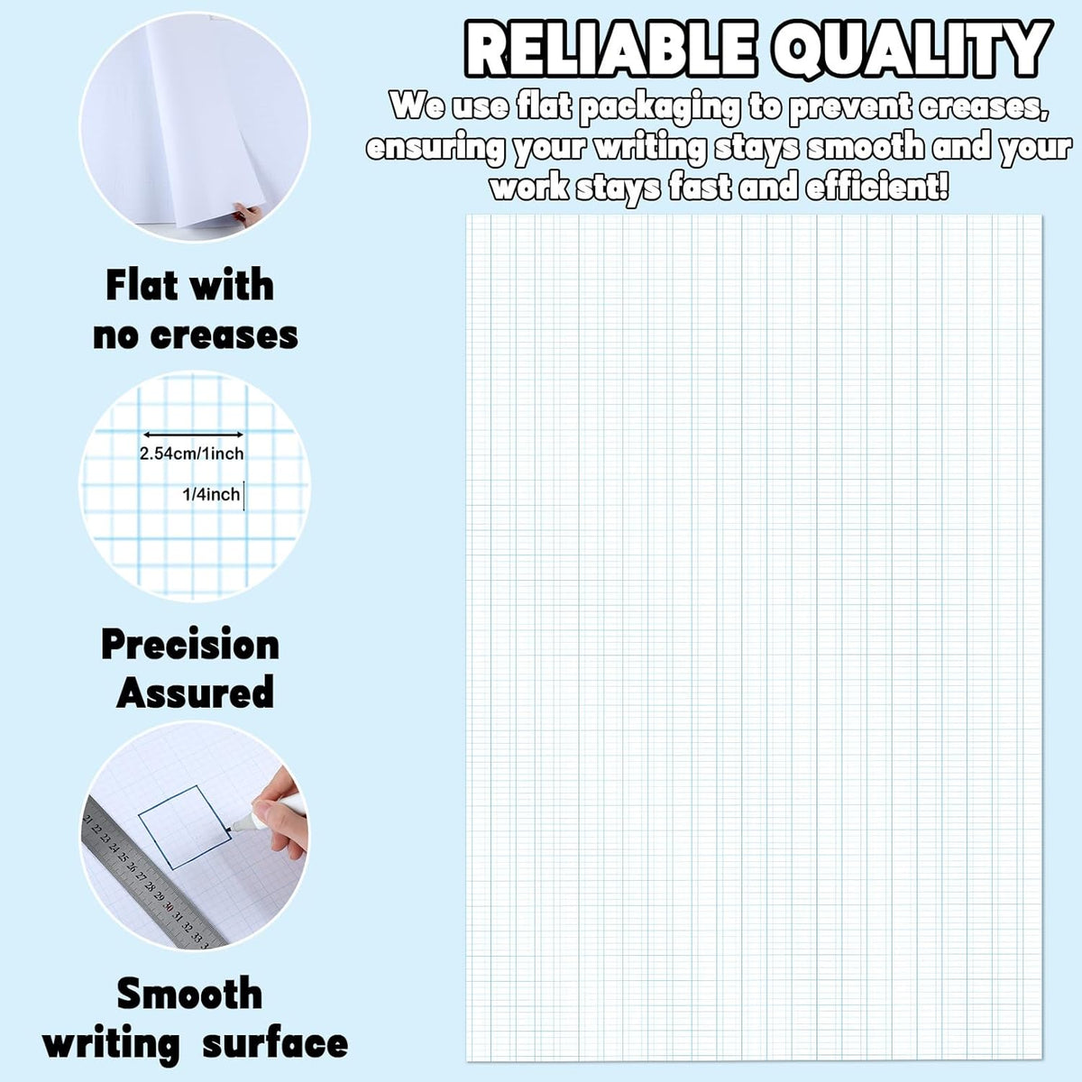 25 Sheets Large Graph Paper 24 X 36 Inch Graph Paper Pad 1 and 1/4inch Ruled Giant Grid Sheet Blueprint Drafting Pad for Engineering Architect Designer Mathematician