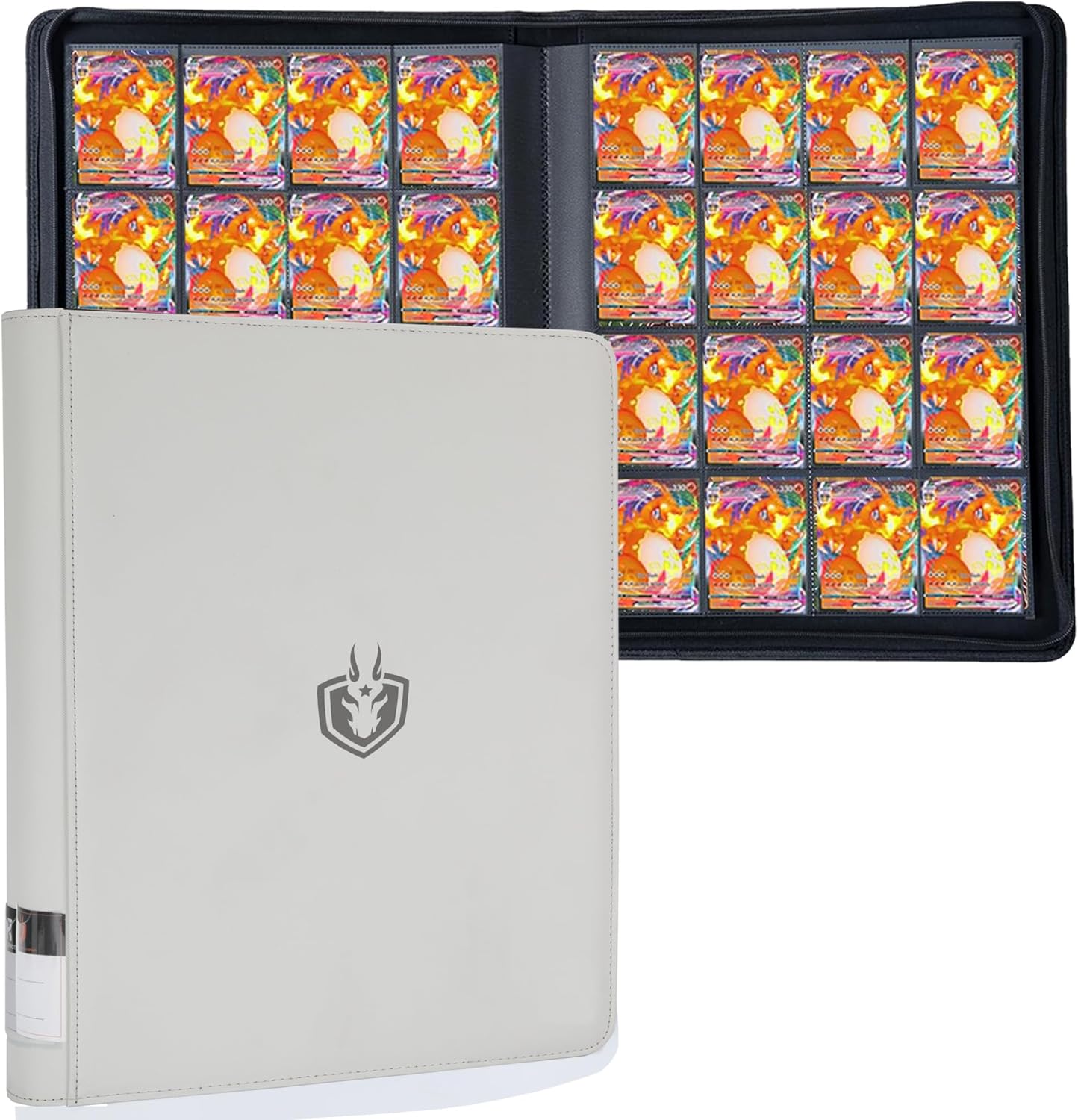 Premium-SV 1024 Pockets Card Binder,Label Design,16 Pocket Trading Card Zipper Binder, Ringless Side Loading Trading Card Album, Folder for TCG,MTG,Sports other Cards -White