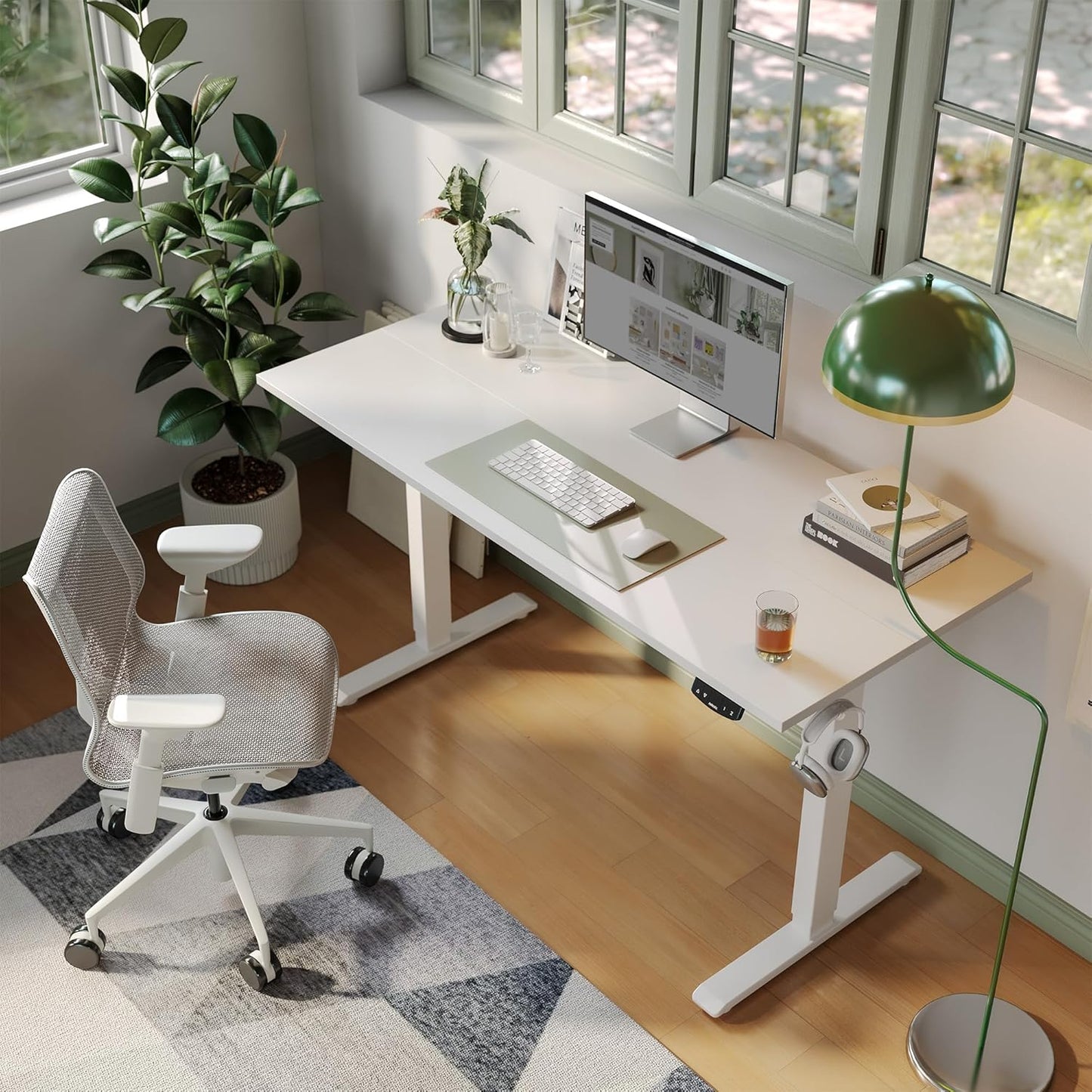 Agilestic Electric Standing Desk, 48 x 24 Inches Height Adjustable Desk, Sit Stand up for Work Office Home, Ergonomic Rising Computer Table with Memory Preset, White