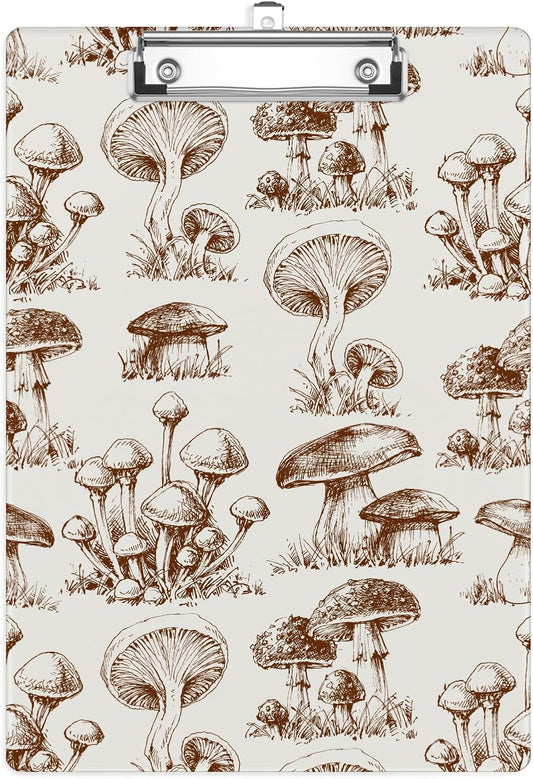 Vintage Mushroom Plastic Clipboards,Cute Fashion Clipboard Decorative 8.5" x 12.5"Standard A4 Size Clipboards,Acrylic Clipboard for Teacher,Social Worker,Students,Nurse,Office Supplies