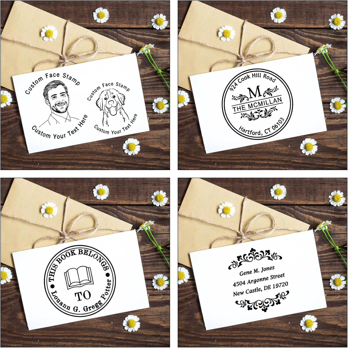 Self Inking Custom Address Stamp Personalized Stamps for Business Customized Rubber Stamps Teacher Stamper, Rubber Stamp with Text