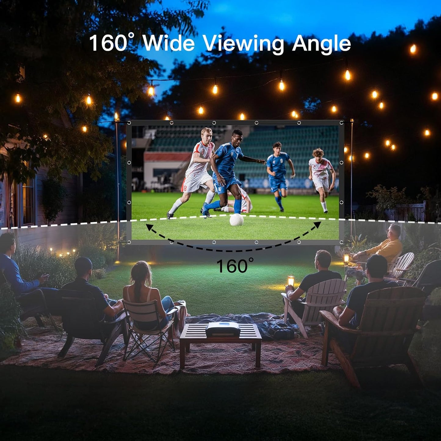 Pipishell 120 Inch 3-Layer Upgraded Projector Screen,16:9 4K UHD Outdoor Movie Screen, Foldable & Hand-Washable,Portable Projector Screen for Backyard Movie Nights,Home Theater Movie,and RV Camping
