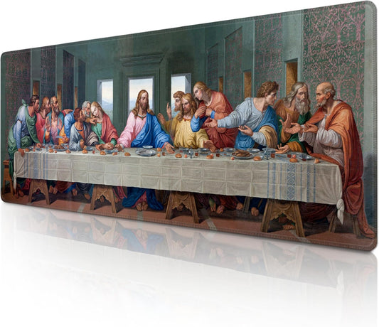 Mouse Pad with Last Supper – Religious Scenario Desk Pad – Portable Computer Mousepad – Gaming, Office, Waterproof, Non-Slip, Stitched Edges 31.5 x 11.8inches x 3mm