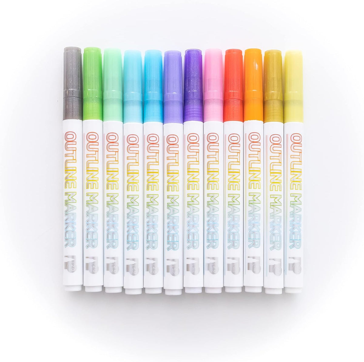 Incraftables Outline Glitter Markers (12 Colors) – Metallic, Double Line Pens, Shimmer Markers for Crafts, Greeting Cards, Drawing & Kids Adults