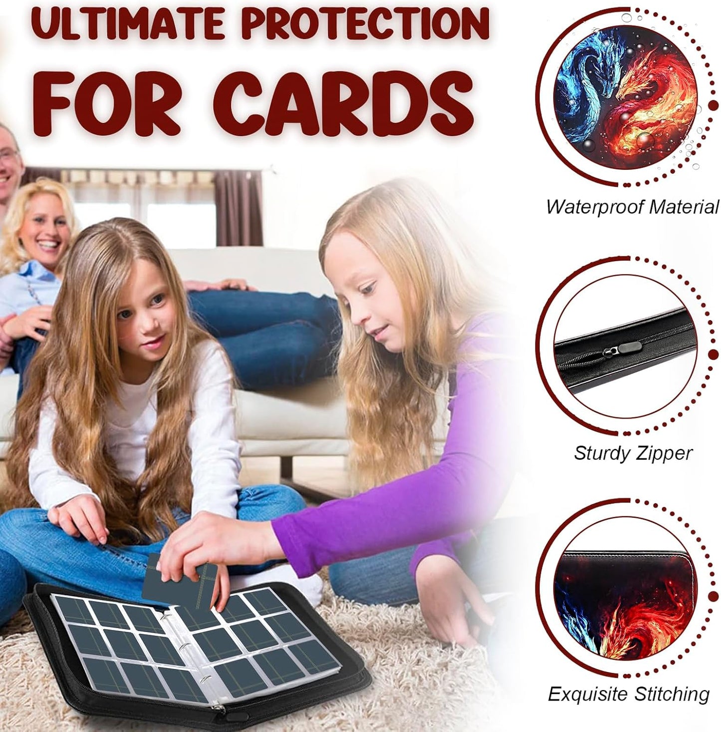 Card Binder 900 Pockets, Trading Card Binder 9 Pocket Card Collector Album Card Collection Binder with 50 Removable Card Sleeves for Boys and Girls Organized