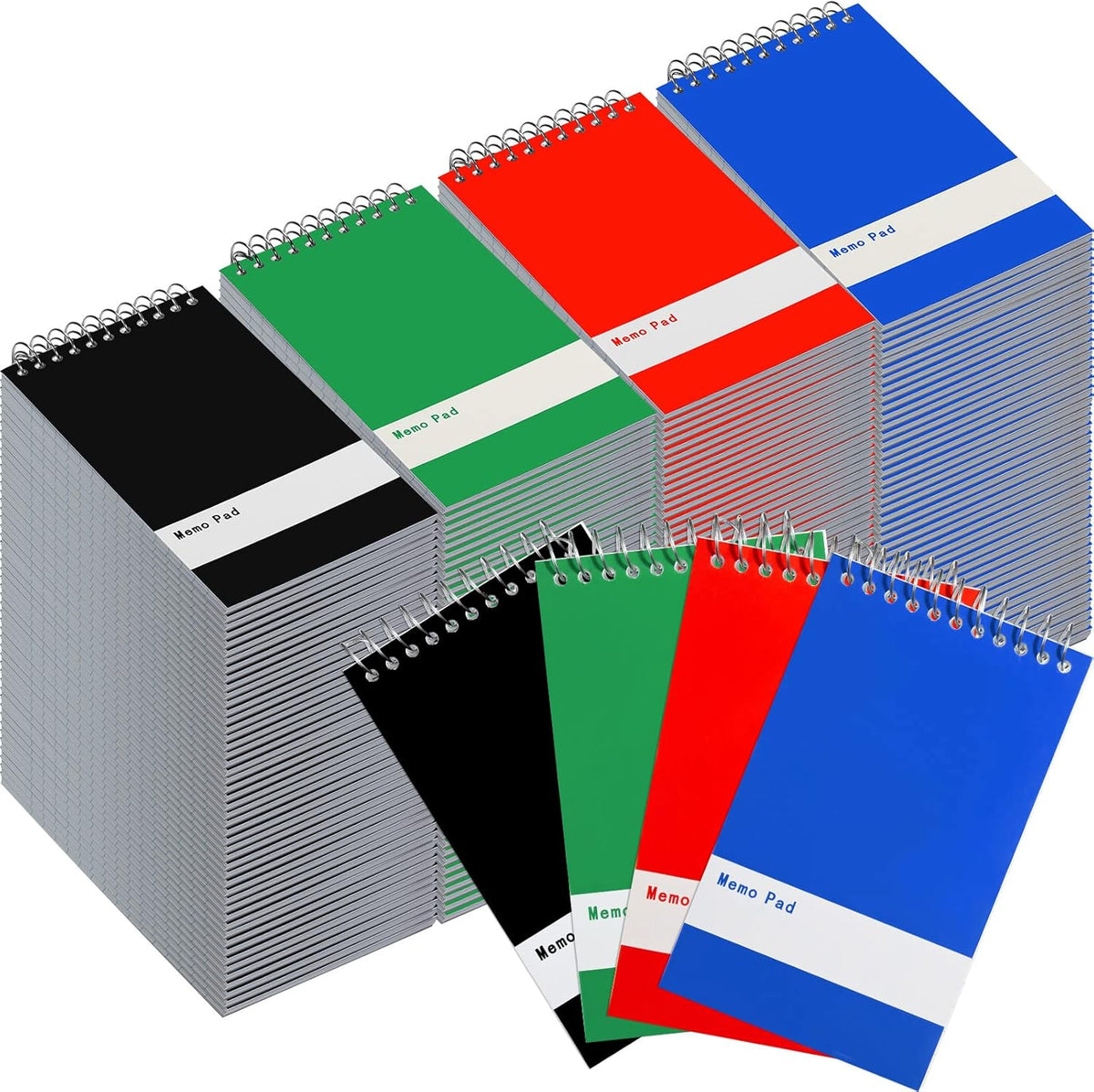 Thenshop 148 Pads Spiral Memo Pads Bulk 3 x 5 Inch Small Pocket Notepad Top Bound Lined 60 Sheets Mini Notebooks for School College Office Home Supplies (Black,Green,Dark Blue,Red)
