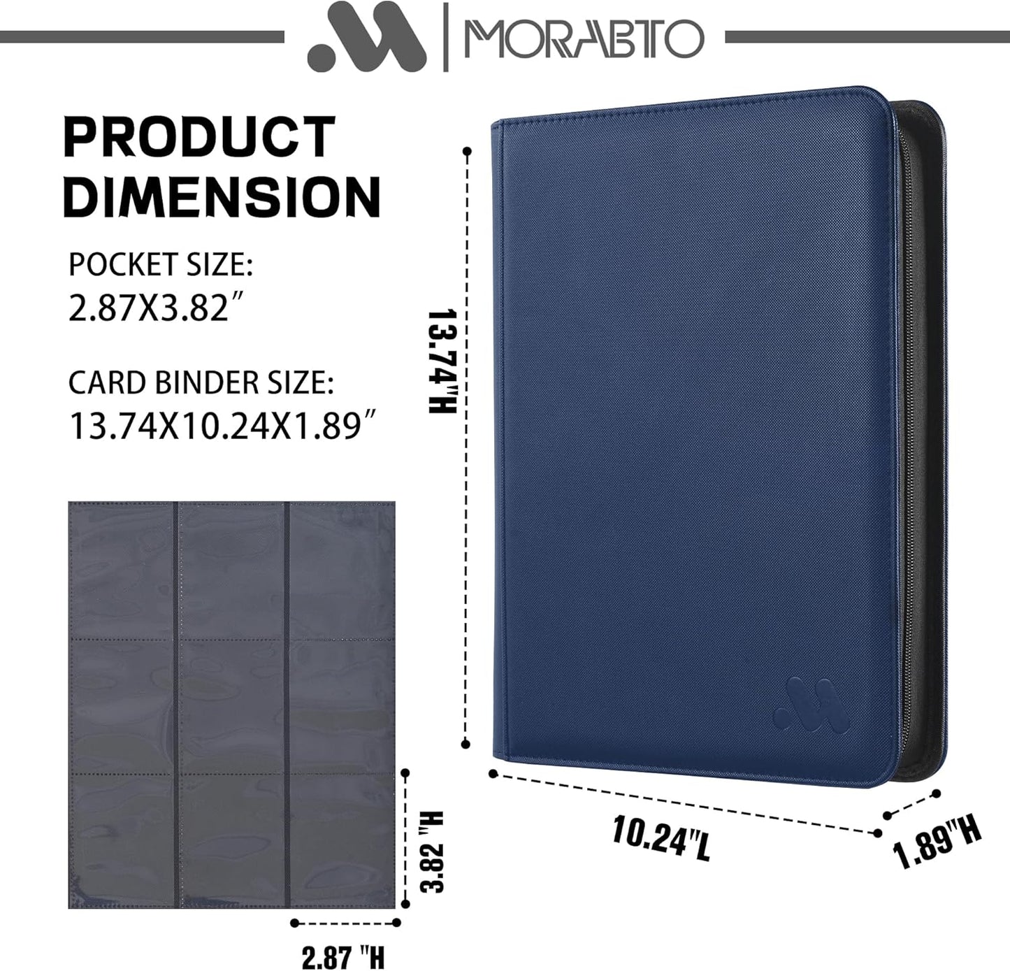 Card Binder 9 Pocket,Trading Card Binder Holds up to 360 Cards with 20 Sleeves,Zipper Card Holder Album Compatible with TCG Card/Game Cards/Sports Card