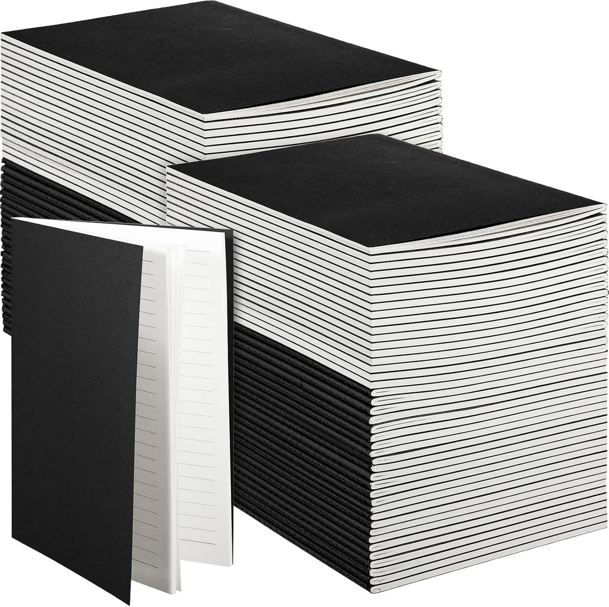 100 Pcs Kraft Notebook Journals 5.5 Inch x 8.3 Inch A5 Softcover Notebooks Bulk for Writing Sketch Office Notepad with 60 Pages 30 Sheets (Multicolor,Lined)(Black,Lined)