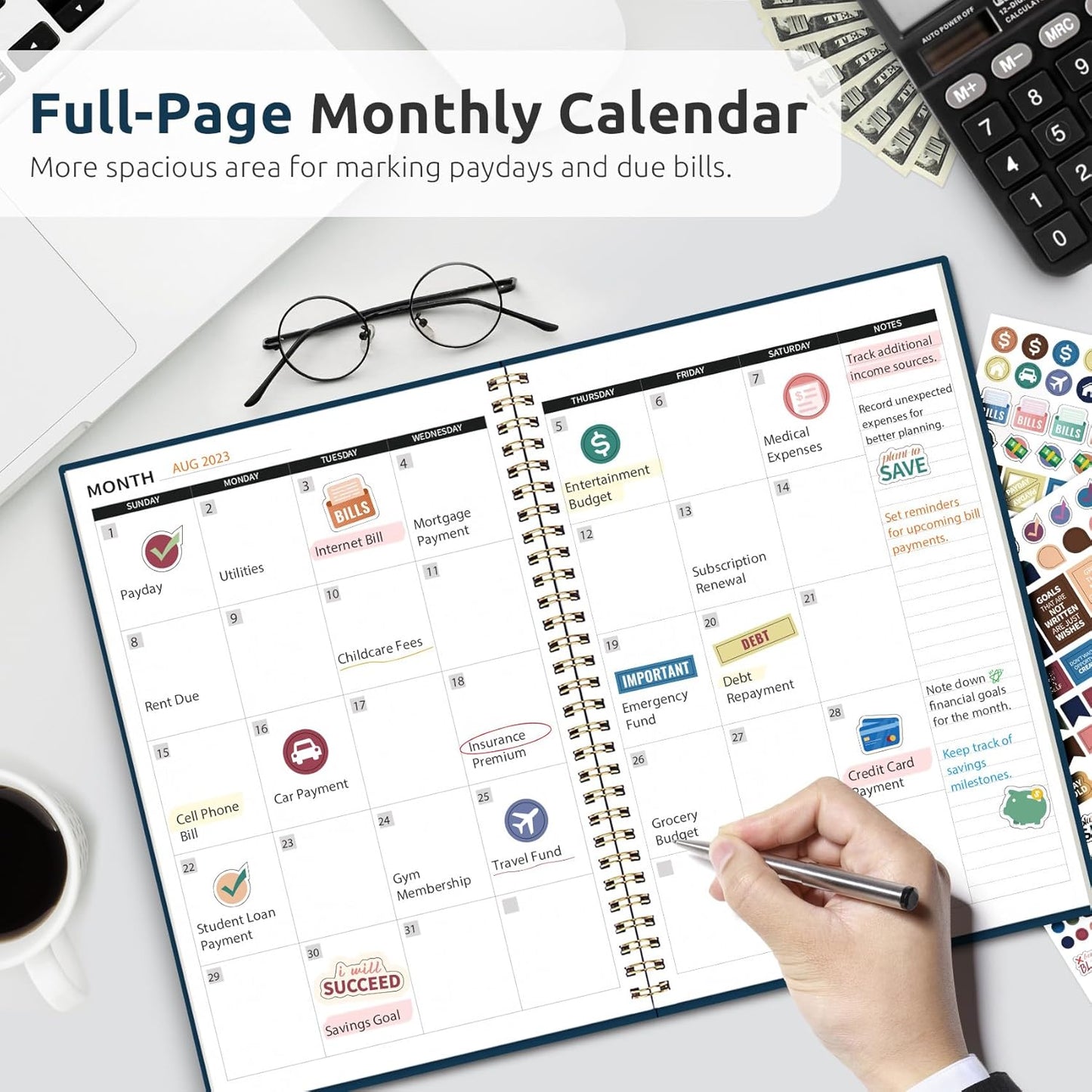 Aesthetic Budget Planner - Monthly Finance Planner with Expense Tracker Notebook, Undated Bill Organizer to Manage Your Finances, Account Book with Colorful Pattern-Golden Flutter