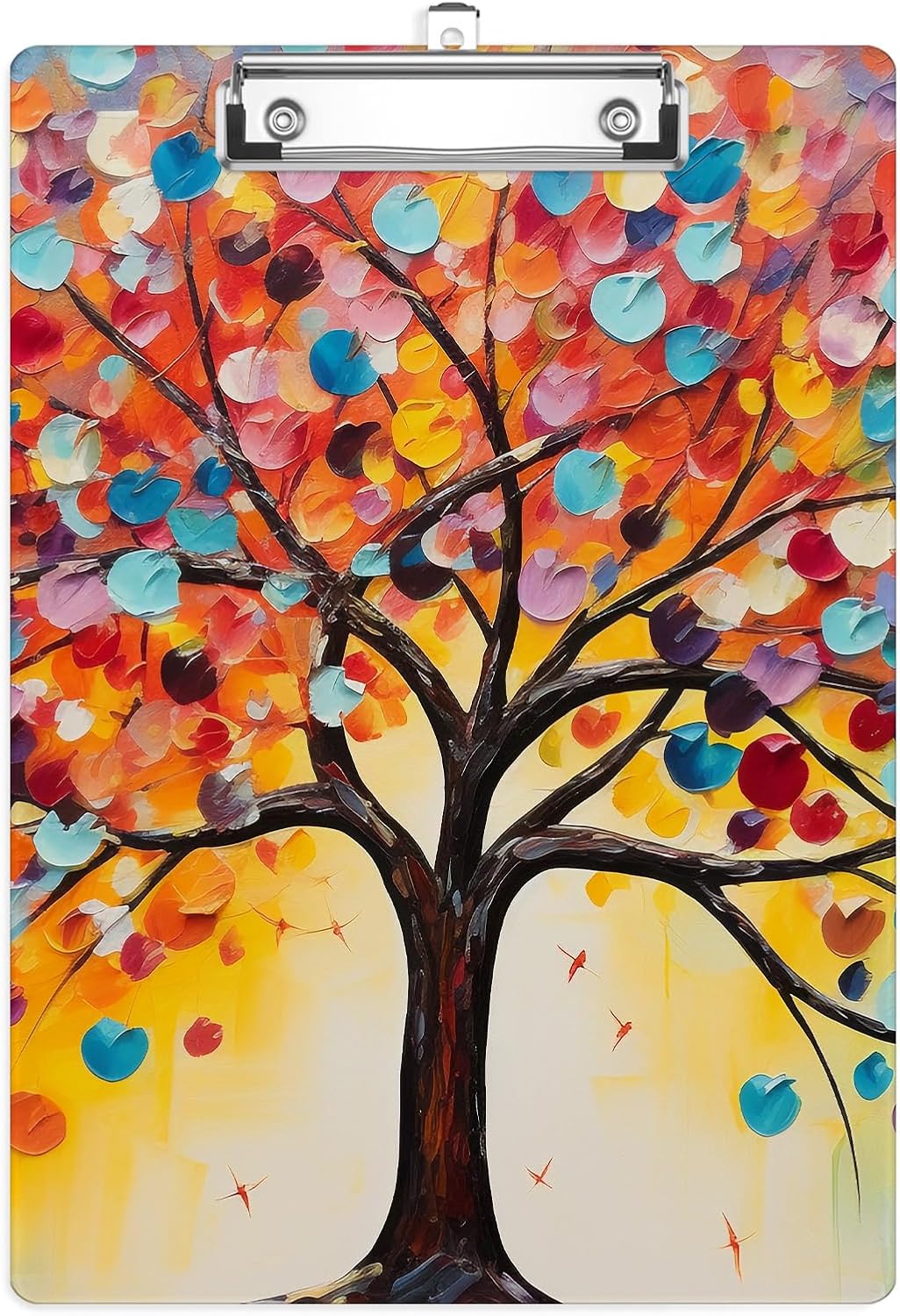 Colorful Trees Plastic Clipboards,Cute Fashion Clipboard Decorative 8.5" x 12.5"Standard A4 Size Clipboards,Acrylic Clipboard for Teacher,Social Worker,Students,Nurse,Office Supplies