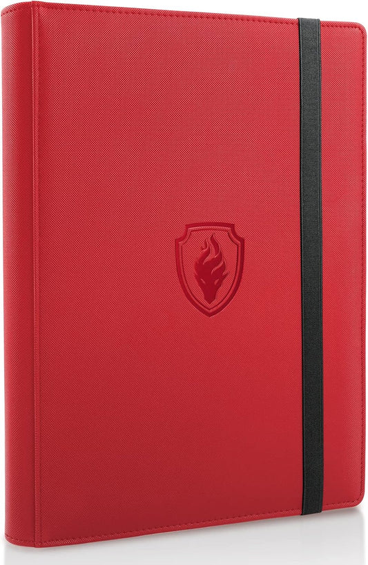 Trading Card Binder 9 Pocket, Fabmaker PU Cover Card Collection Binder for 360 Cards, Premium Card Book, Sturdy Card Holder Folders, Card Album for YuGiOh, MTG, TCG, Game Cards & Sports Cards, Red