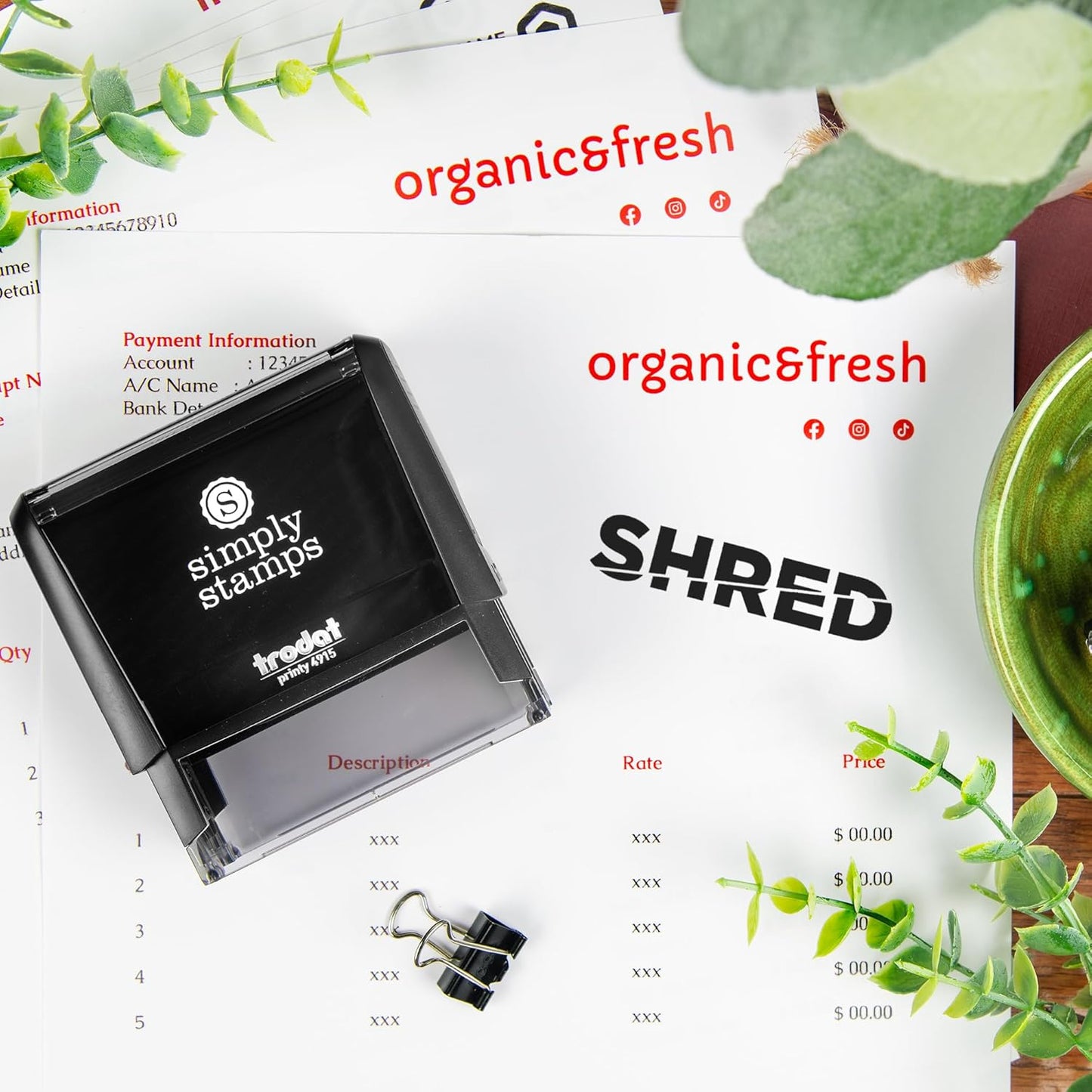 Shred Office Stamp | 4 Different Sizes | 20 Designs | Multiple Color Options | Perfect for Quick Validation of Office Documents (Shred, Xtra Wide)