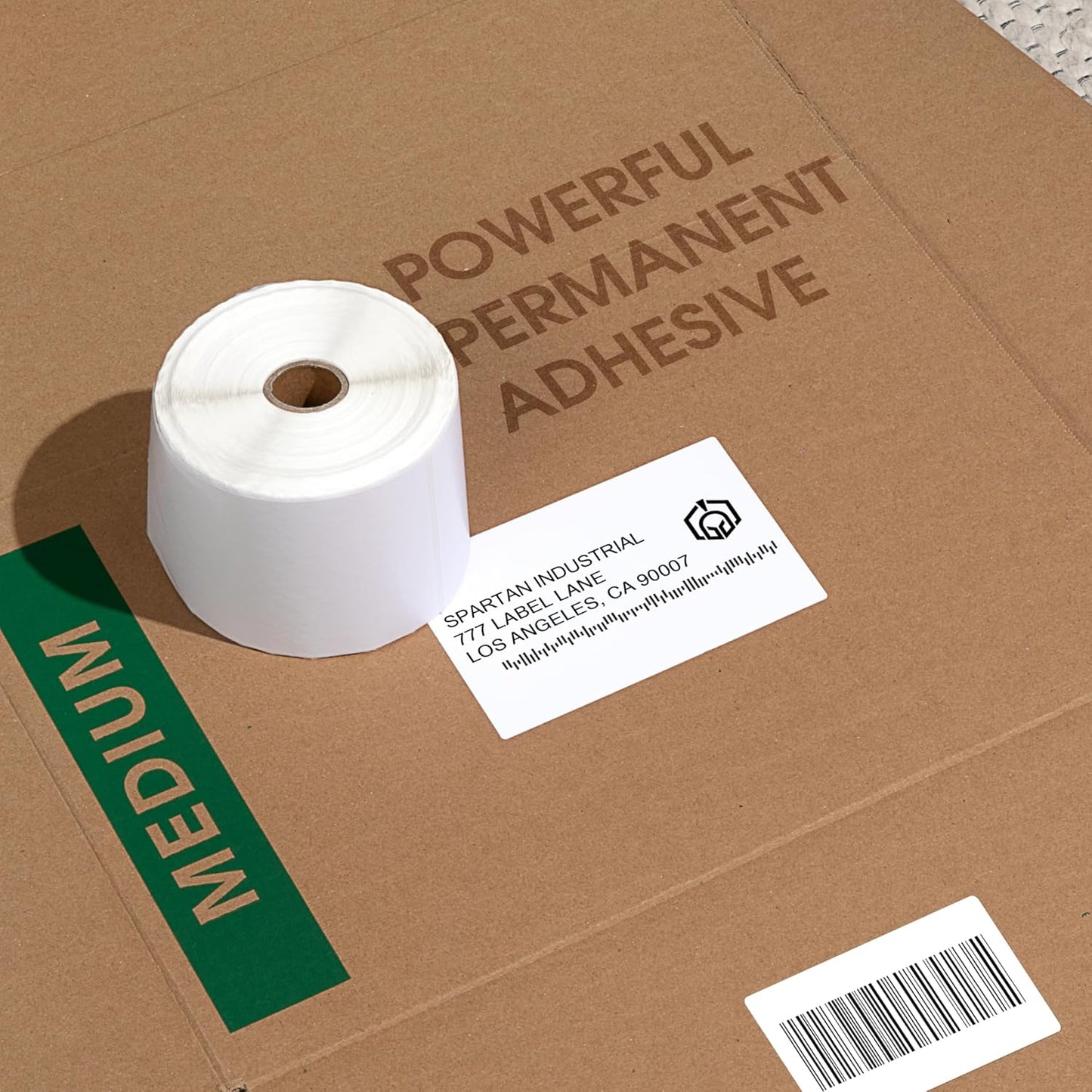 Spartan Industrial - 4" X 3" Direct Thermal Shipping, Postage, Mail Labels Compatible with Rollo, Zebra, and Other Desktop Label Printers (10 Rolls, 500/Roll)