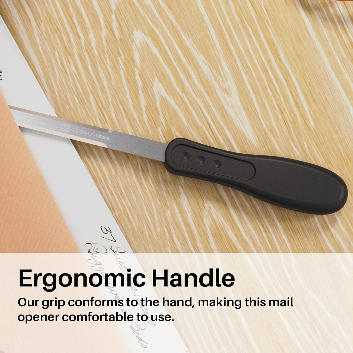 Uncommon Desks Office Letter Opener - Stainless Steel Knife-Edge Blade, Ergonomic Grip Handle (Mixed Colors, 6 Pieces)