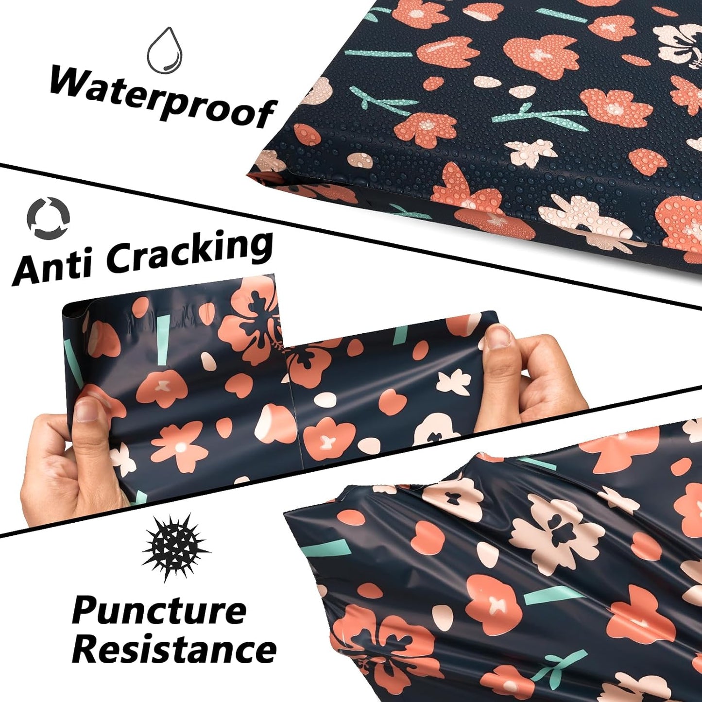 Poly Mailers 10x13 Inch 100 Pcs - Tulip printed Shipping Bags, 2.4mil Thickness, Waterproof and Tear Resistant Mailing Envelopes, Self-Sealing Packaging Bags for Small Business