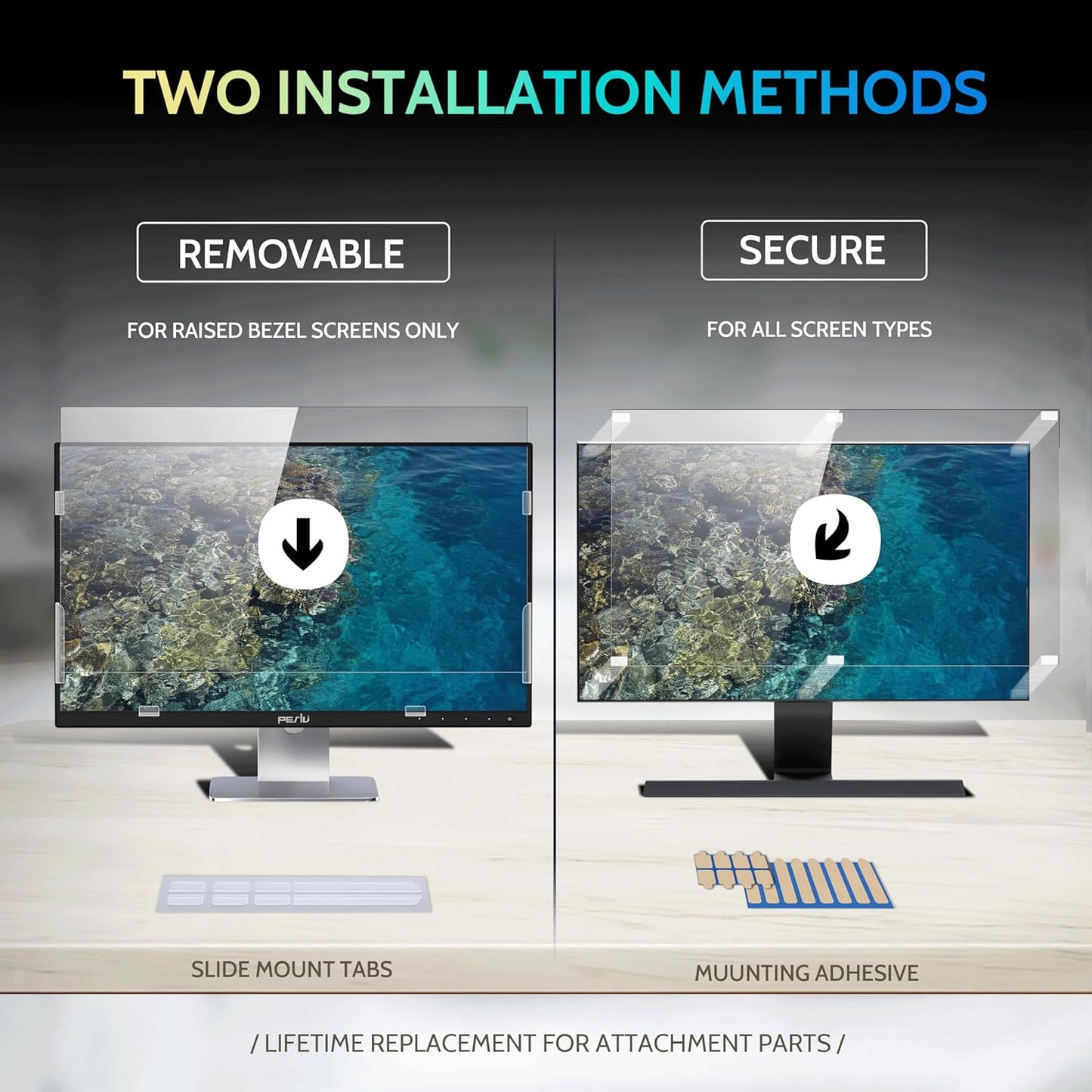 [2 Pack] 31.5 Inch Privacy Screen for Computer Monitor 16:9 Aspect Ratio, Eye Protection Anti Blue Light Glare Shield, 31.5inch Removable Black Blackout Anti Spy Desktop Security Private Filter